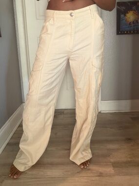 Rag & Bone ecru cargo pants — size 28 — cotton/Tencel